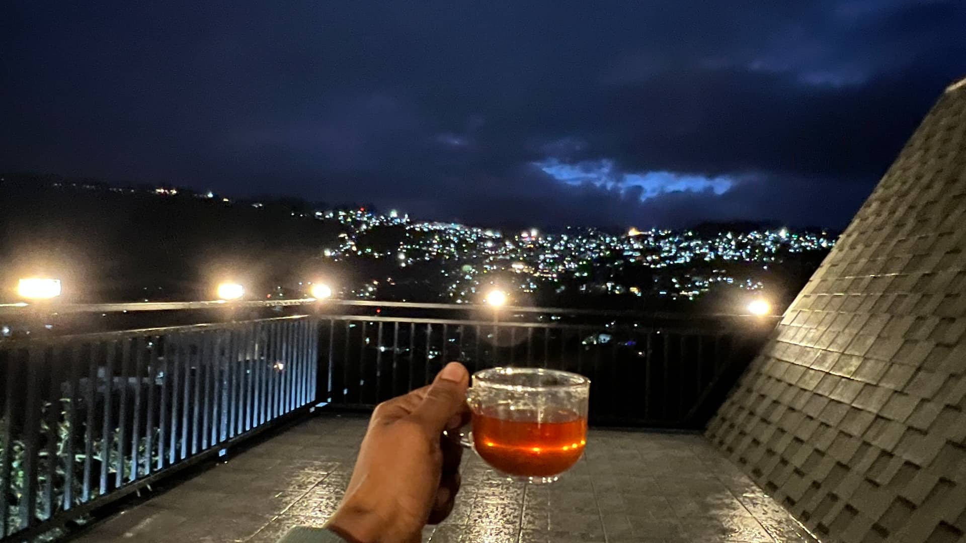 Evening tea over Kodaikanal city lights